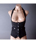 Faux Suede Steampunk Victorian Medieval Underbust Waistcoat Corset Vest ... - $34.99+