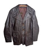Vintage Argentine Leather Jacket Mens Brown Made in Argentina Blazer Siz... - $39.99