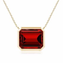 ANGARA Lab-Grown East-West Bezel-Set Ruby Pendant in 14K Gold (12x10mm,6.25 Ct) - £1,832.39 GBP