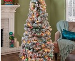 Panorama gifts 6&#39; Pop-Up Flocked Christmas Tree MULTI Color Lights White... - £74.71 GBP
