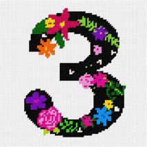 Pepita Needlepoint kit: Number Three Primary Floral, 7&quot; x 7&quot; - £40.09 GBP+