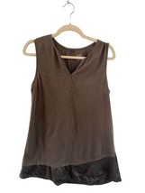 Eileen Fisher For Garnet Hill Womens Sleepwear Brown Tank Top Silk Hem Sz S - £19.13 GBP