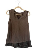 EILEEN FISHER for GARNET HILL Womens Sleepwear Brown Tank Top Silk Hem Sz S - £18.95 GBP