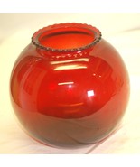 Ivy Ball Flower Vase Royal Ruby Anchor Hocking Depression Glass Ruffled ... - $24.74