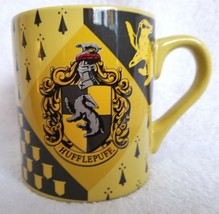 Harry Potter Coffee Cup Mug Yellow HUFFLEPUFF Crest Shield Coat of Arms 14 Oz - $14.00