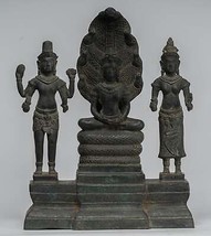 Antigüedad Bayon Estilo Khmer Meditación Buddha. Vishnu Y Lakshmi- 36cm/... - $1,121.71