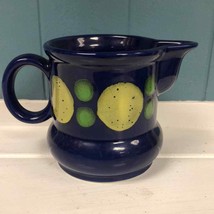 Vintage 4” Cream Pitcher Cobalt Blue with yellow green painted spots - £21.27 GBP