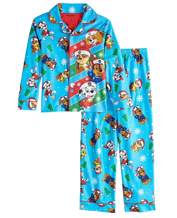 Primary image for Boys Paw Patrol Christmas 2-Piece Pajama Set Nickelodeon Rubble Chase 8 New Tags