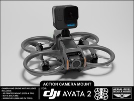 DJI Avata 2 GoPro Action Camera Mount 3D Printed PETG and TPU! - £15.94 GBP+