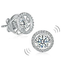 1Ct Round Women&#39;s Dancing Stone Stud Earrings Sterling Silver 14k White Gold Fn - £75.31 GBP
