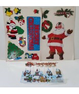 Vintage Christmas Window Clings Santa Wreaths Presents Reindeer Tree 3 Sets - £13.07 GBP