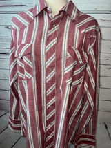 Wrangler Western Shirt Mens Large Long sleeve Pearl Snap Striped Vintage... - $641.37 MXN
