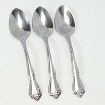 Oneida Arbor Rose True Rose Teaspoons 6&quot; Stainless Lot of 3 - $7.83