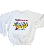 Vintage 80s Prince Edward Island Map Graphic Sweatshirt Thin White Small - $38.60