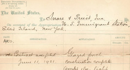 Ellis Island New York Architect 1902 Construction Document Voucher Contract - £227.34 GBP