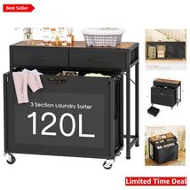 Versatile Laundry Hamper with Wheels and Two Drawers for Effortless Orga... - $163.30