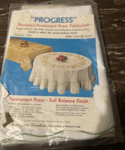 Vintage Progress Stamped Tablecloth For Embroidery Country Daisy 60&quot;x90&quot; Oblong - £11.55 GBP