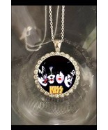Kiss Rock Band 925 silver necklace rhinestones  beautiful gift fast ship... - $27.41 CAD