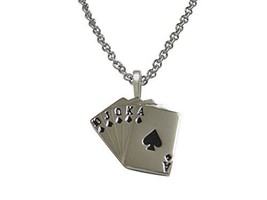 Kiola Designs Royal Flush Gambling Poker Pendant Necklace - £27.96 GBP