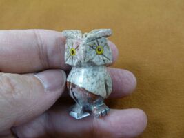 Y-BIR-OW-53) white red HORNED OWL figurine SOAPSTONE Peru love little ow... - €7,66 EUR