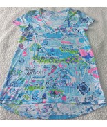Lilly Pulitzer Etta V-Neck T-Shirt Sleeve Top Lilly Loves Nantucket Size... - $25.98