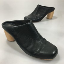 Jeffrey Campbell 8 M Yucca Black Leather Mules 2.5&quot; Cone Heels Slides Shoes - £37.37 GBP