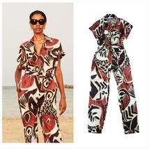 KAOS Brand Cotton Leaf Print Getaway Jumpsuit Onepiece Size 40  - $58.41