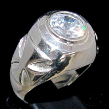 Sterling silver Medieval ring Knights Templar Cross with a Bright Princess cut W - £74.53 GBP