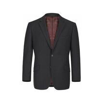 Men RENOIR suit Solid Two Button Business, Formal Slim Fit 2110-1 Black Stretchy image 2