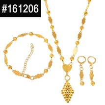 Heart Cross Pendant Ball Beads Necklaces Bracelet Earrings Jewelry Set Gold Colo - £24.71 GBP