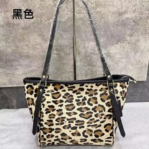 Leather Genuine Goods Genuine Leather Leopard Print Tote Bag Autumn All-Match Sh - £50.81 GBP