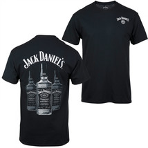 Jack Daniel&#39;s Triple Whisky Bottles Front and Back Print T-Shirt Black - £36.86 GBP+