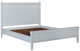 BED MARIA SWEDISH KING LOW PROFILE SOLID WOOD ANTIQUE WHITE ROSETTE CAR - £3,065.62 GBP
