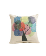 home decorative fingerprint tree pattern imitation linen cushion bed pil... - £11.08 GBP