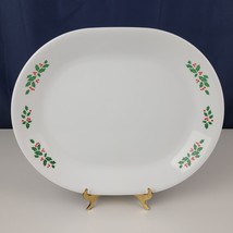 CORELLE Winter Holly SERVING PLATTER White VEIN CHRISTMAS HOLIDAY 12 x 10 - £15.50 GBP