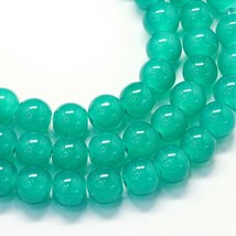 105 Cyan Green Glass Beads Bulk Jelly 8mm Round 32&quot; Strand Jewelry Supplies - $3.73