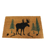 Rustic Western Moose Deer Scenic Pine Forest Coir Fiber Floor Mat Doorma... - $37.22 CAD