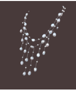 Floating White Pearl Necklace, Wedding Jewelry - £35.26 GBP