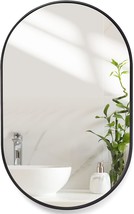 20&quot; X 30&quot; Oval Bathroom Mirror From Howofurn, Mounted On A Black Vanity ... - $90.96