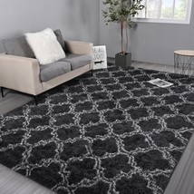 4x6 Shag Large Area Rugs for Living Room Dark Grey Modern Super Soft Bedroom Car - £32.15 GBP