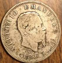1863 ITALY SILVER 1 LIRA COIN - $15.97