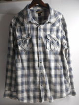 Helix Mens XL Western Blue Plaid Long Sleeve Button Up Shirt rodeo cowboy - $23.99