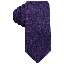 COUNTESS MARA Purple Donegal Paisley Silk Wool Woven Narrow Tie - $19.99