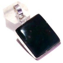 Dark Green Blood Stone Cabochon Gemstone 925 Silver Overlay Handmade Pendant - £9.40 GBP