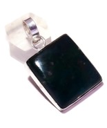 Dark Green Blood Stone Cabochon Gemstone 925 Silver Overlay Handmade Pen... - $16.34 CAD
