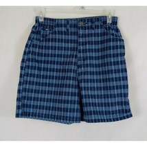 Lee Women&#39;s Elastic Waist Blue Plaid Shorts Size 14M - £11.49 GBP