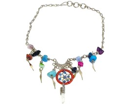 Mia Jewel Shop Dream Catcher Quartz Crystal Dangle Multicolored Chip Stone Fan C - £13.40 GBP