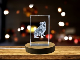LED Base included | Unique 3D Bulldog Engraved Crystal Dog Sculpture - $39.99 - $399.99