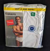 NEW 2007 Hanes Briefs 6 Pack Men&#39;s Underwear XL 40-42 Classic Full Cut RN 15763 - £25.91 GBP