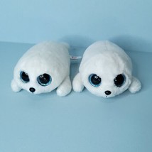 TY Beanie Boos ICY White Seal Lot of 2 Plush Beanie Baby 8&quot; Long Stuffed... - £15.45 GBP